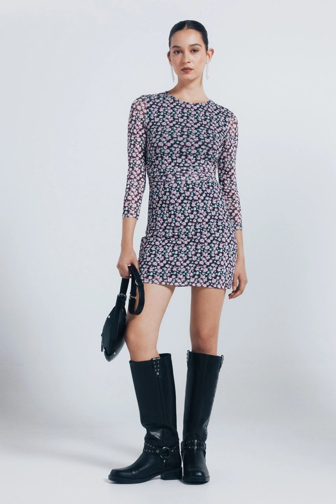 Vestido corto tubo estampado Springfield – ¡Descuento irresistible!