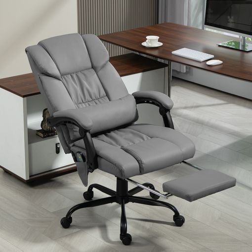 Silla de oficina Vinsetto de metal gris – comodidad y estilo