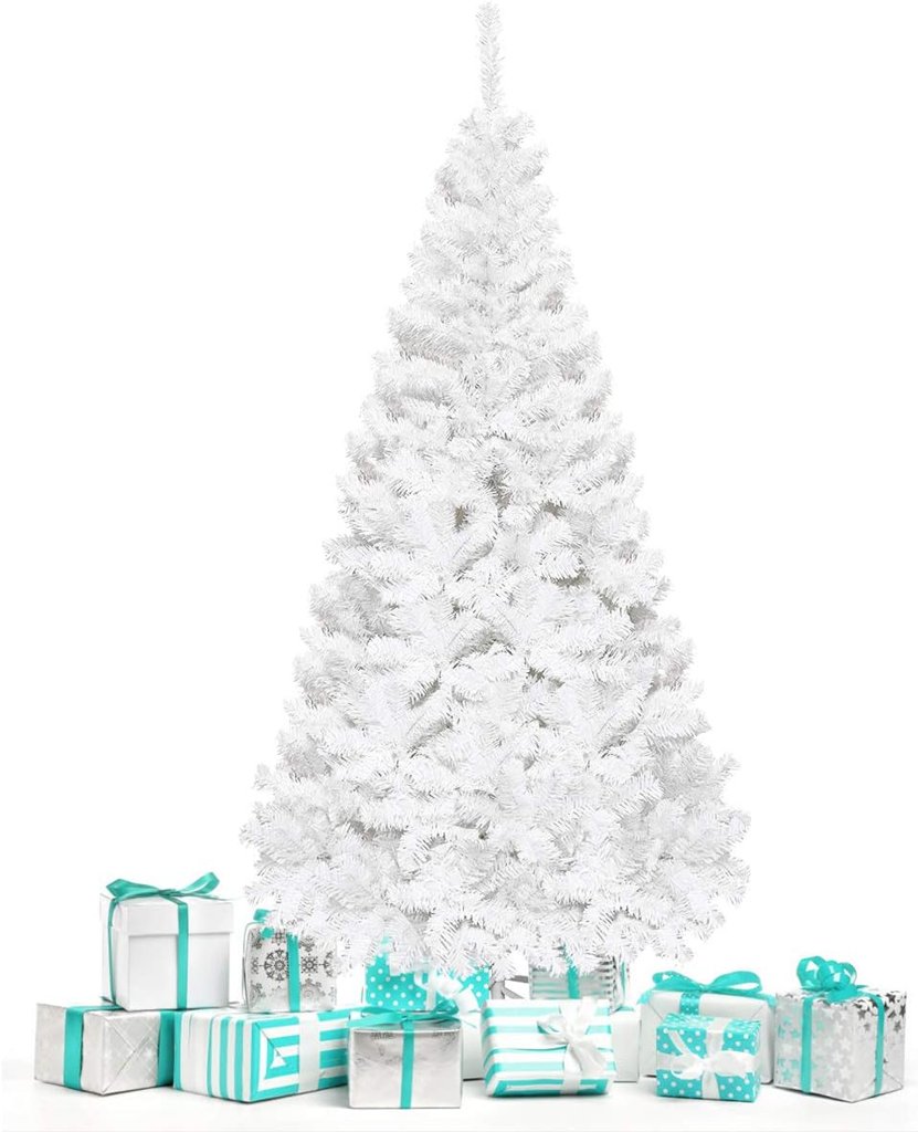 Árbol de navidad artificial blanco 120 cm,con base metálica