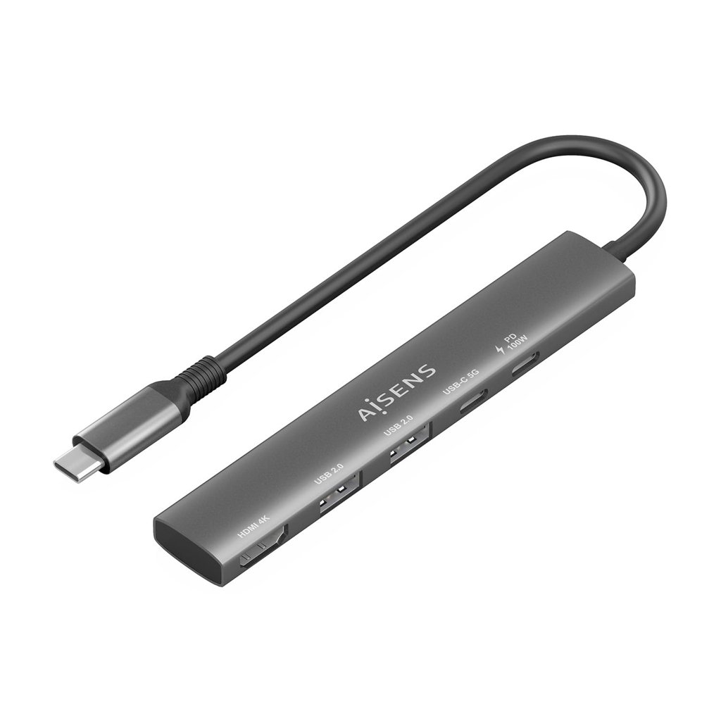 Dock USB‑C 5 en 1 con HDMI y carga rápida – gris