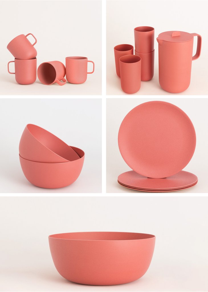 Pack de vajilla outdoor Eco Collection en tono Sage