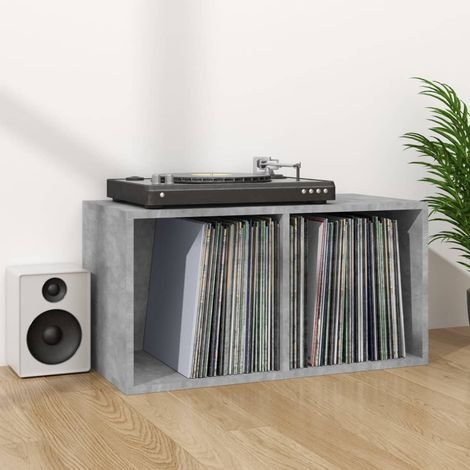 Caja de madera gris para tus vinilos – protección y estilo