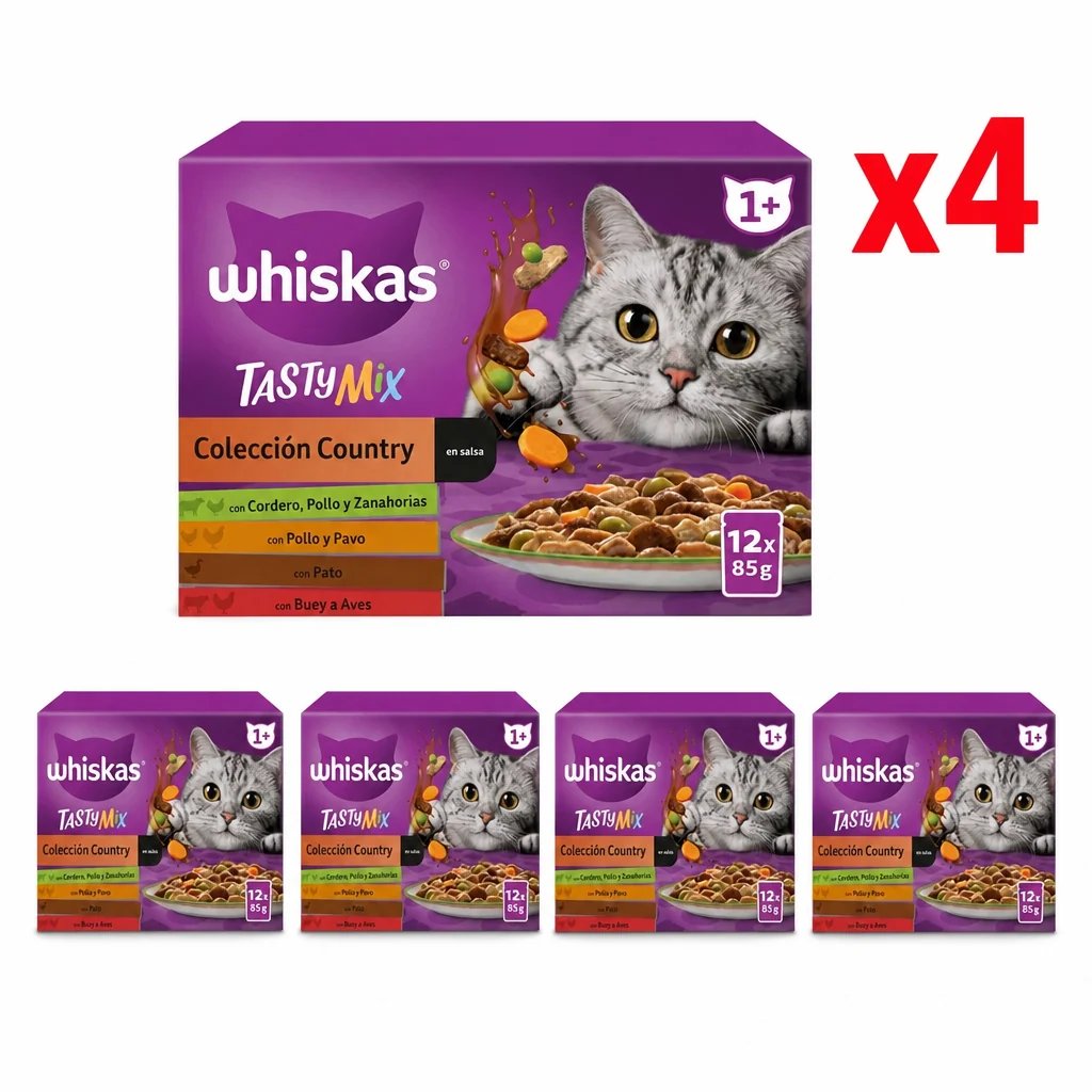 Pack Whiskas TastyMix Colección Country 4 x (12 x 85 g) - (Total 4,08 kg) - (Cad: 20/08/2028)