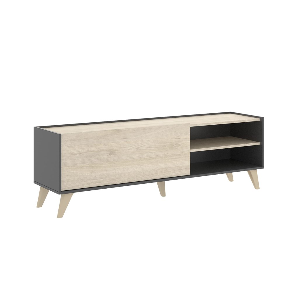 DEKIT GRUPO RIMOBEL Ness Módulo TV bajo, Tableros de partículas, Grafito/Natural