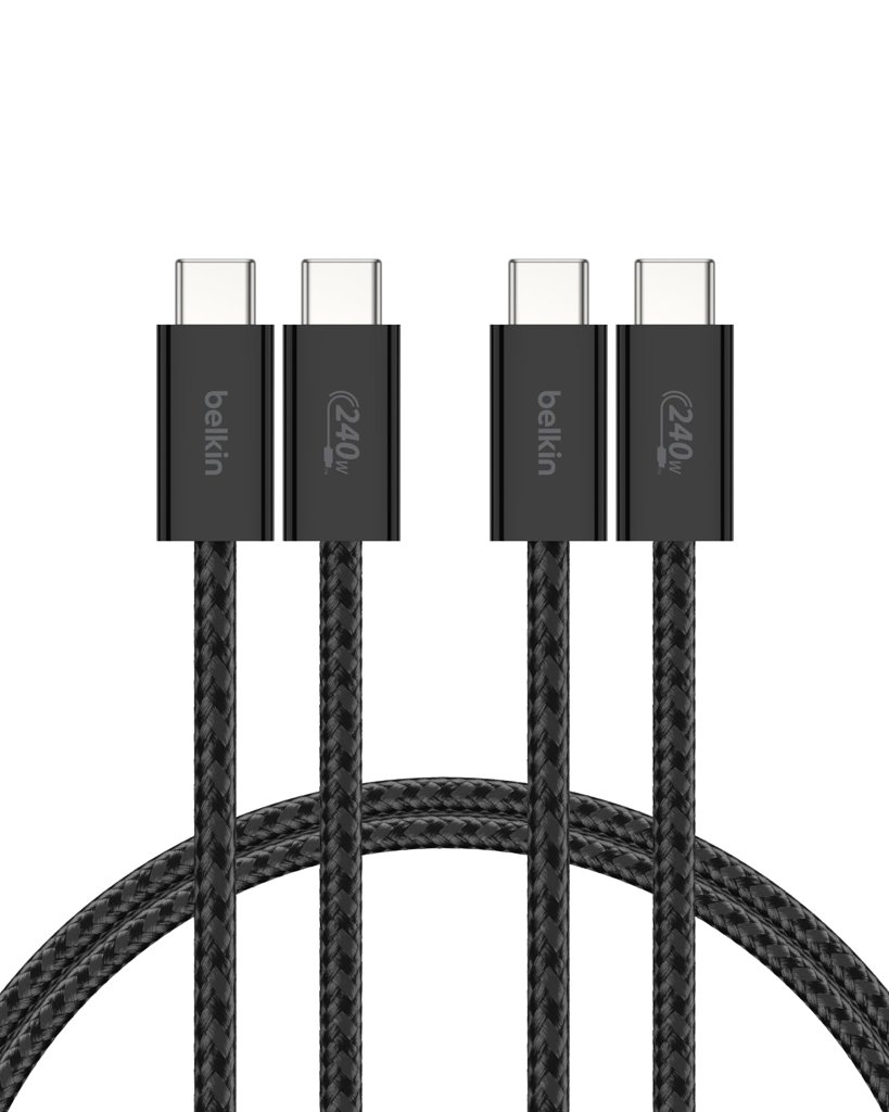 Pack 2 Cables USB-C Belkin 1.5m (240W Power Delivery, trenzado ultra resistente, chip E-Marker, para iPhone, G
