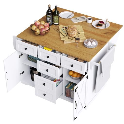Carrito de cocina blanco plegable con almacenaje – diseño compacto