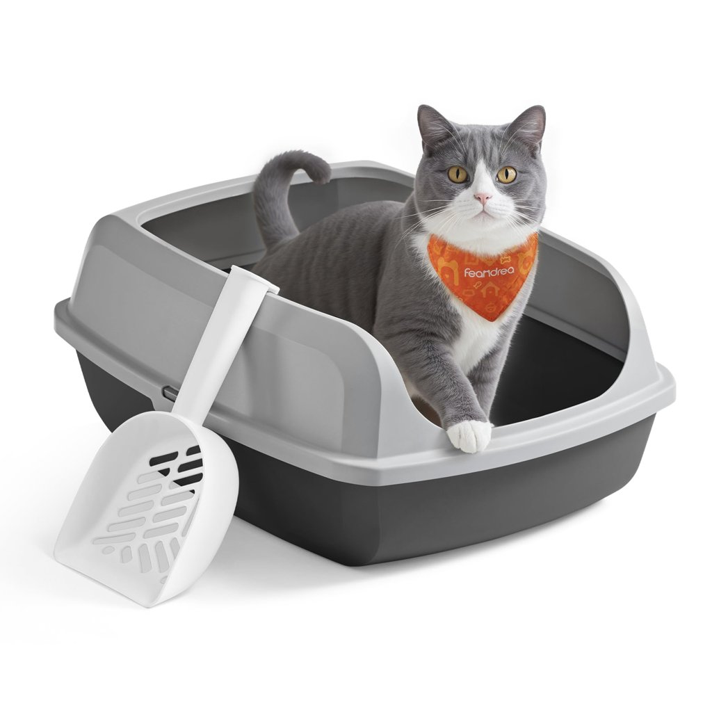 Arenero Feandrea XL con bordes altos: comodidad y limpieza para tu gato