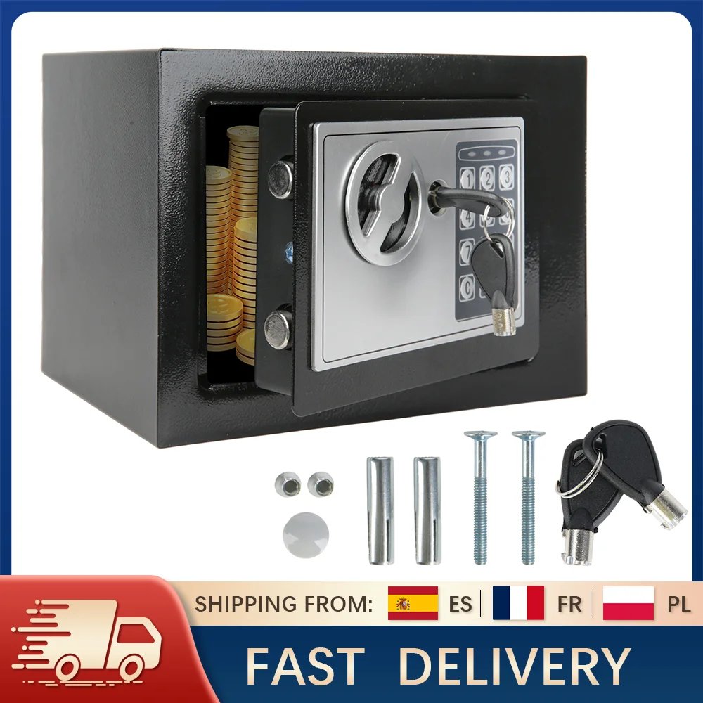 Caja fuerte digital de 4,6L con llave y código para proteger tus objetos de valor