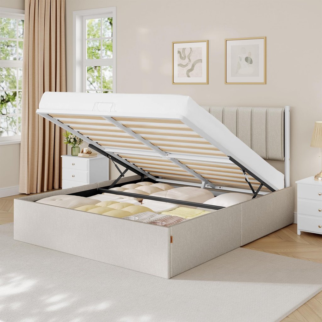 Cama elevable con almacenaje