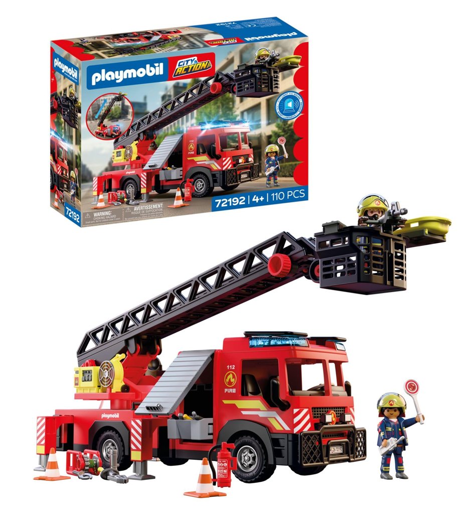 Camión de bomberos PLAYMOBIL con escalera, luz y sonido