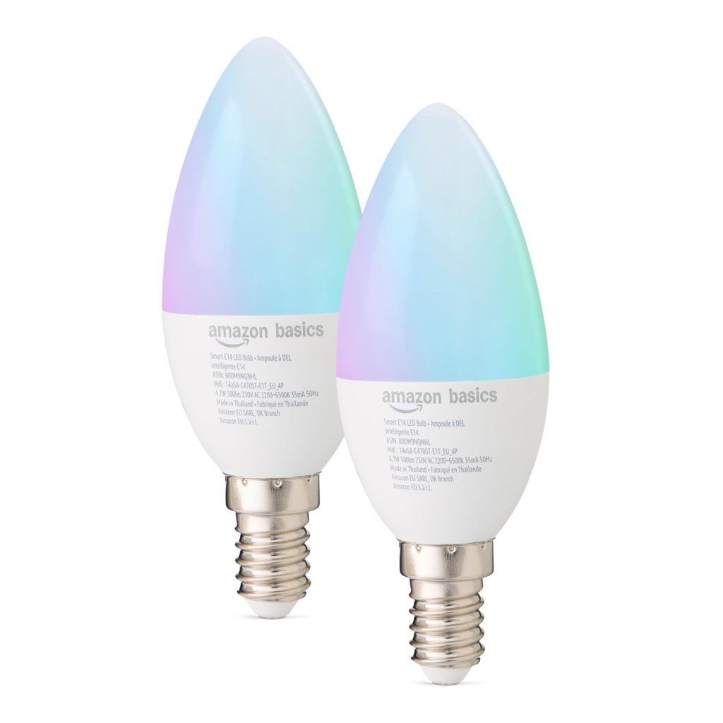 Pack de 2 bombillas inteligentes E14 multicolor – controla con Alexa