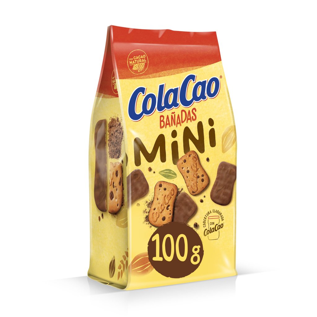 Pack de 4 mini galletas ColaCao bañadas en cacao y chocolate