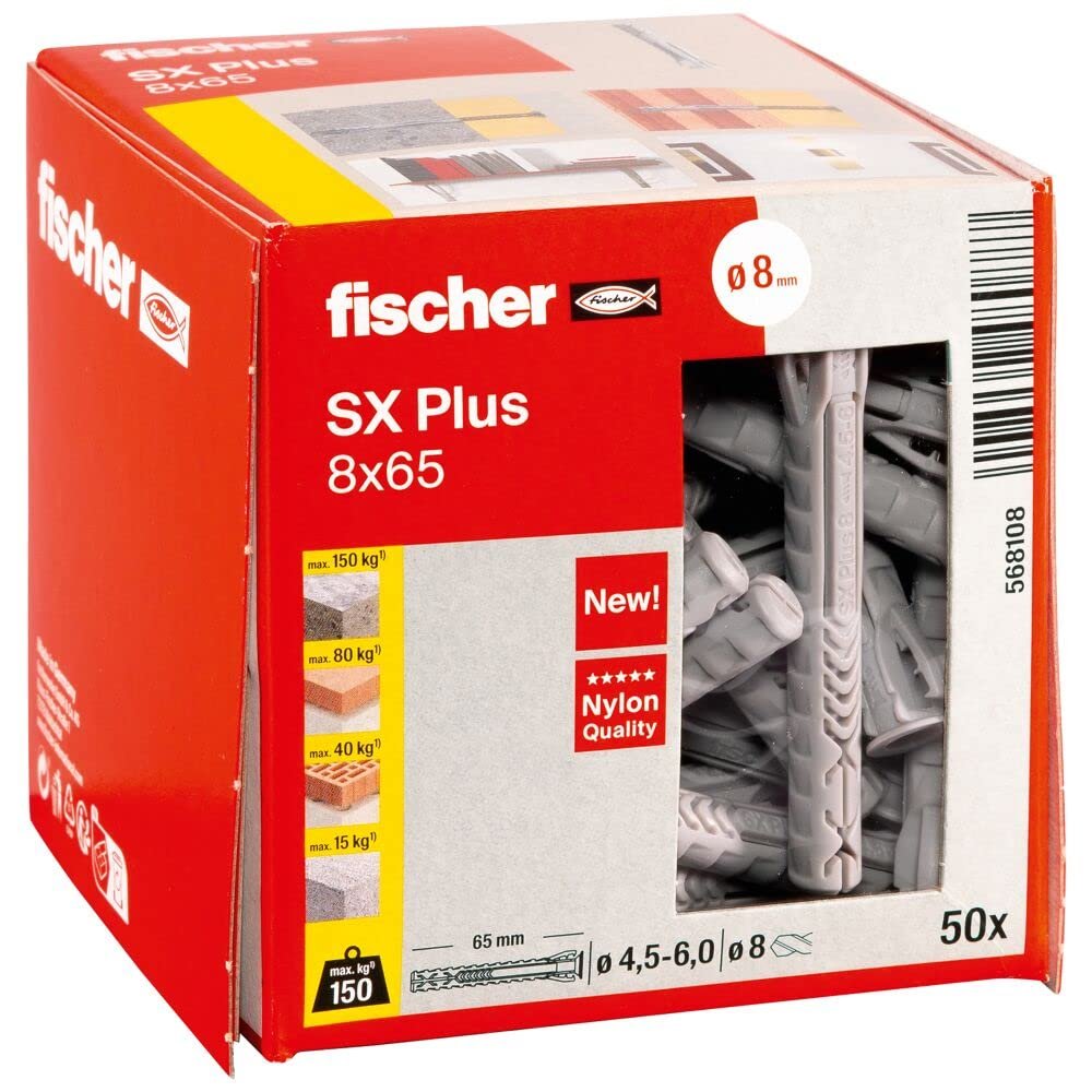 Taco de expansión SX Plus 8x65 + 50 anclajes de nylon – Oferta