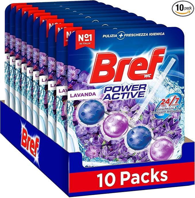 ¡Adiós al sarro! BREF Power Activ Lavanda, 10 cestas para inodoro