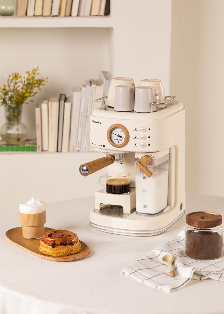 Cafetera Express retro rosa: tu café barista en casa