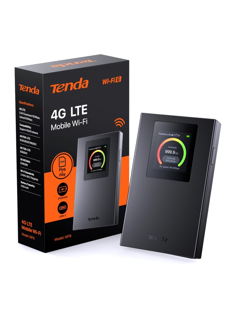 Tenda MF6 Router WiFi Portátil 4G LTE con SIM, WiFi 6 AX300, Plug & Play- FUNCIONA CON UNA SIM - 10 dispositiv