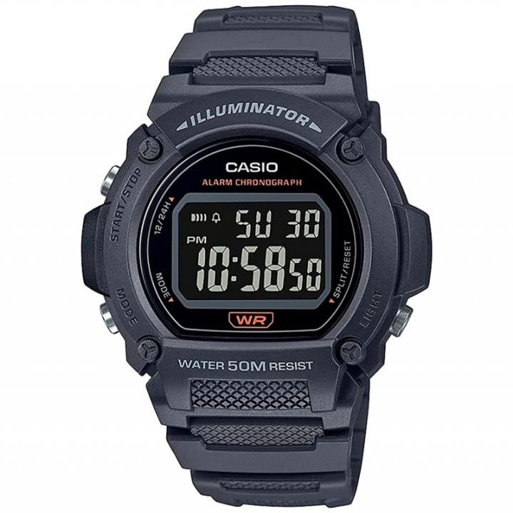 Reloj digital Casio gris de 47 mm con 5 ATM y batería de 7 años