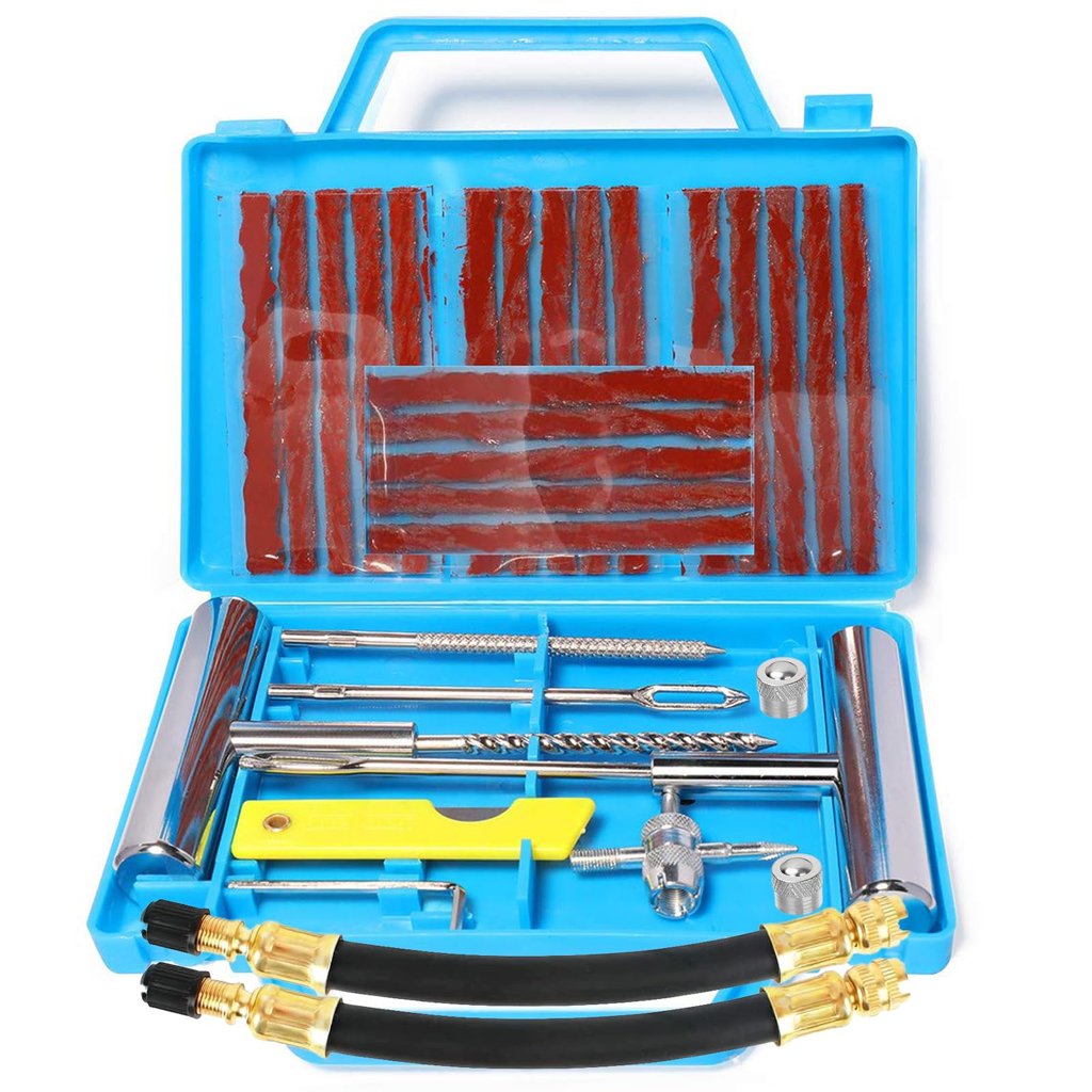 Kit 32 piezas para reparar pinchazos en coche, moto y más