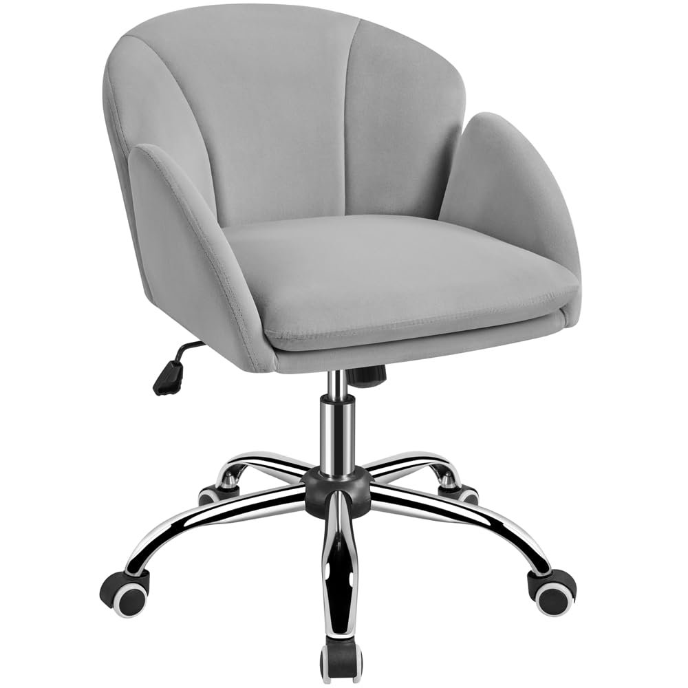 Silla de oficina de terciopelo gris claro a precio irresistible