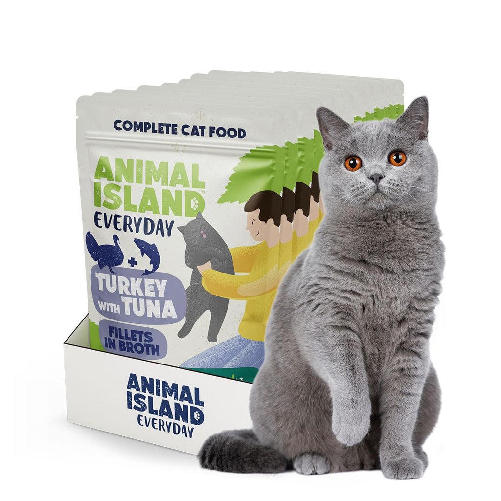 Pack 2×1 de comida húmeda Animal Island para gatos – sabores variados