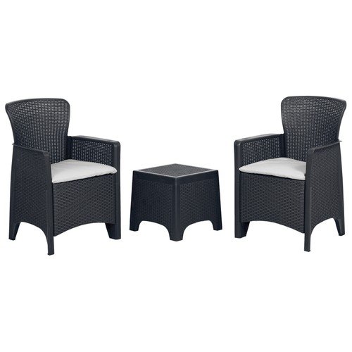 Set de jardín de 3 piezas en elegante antracita