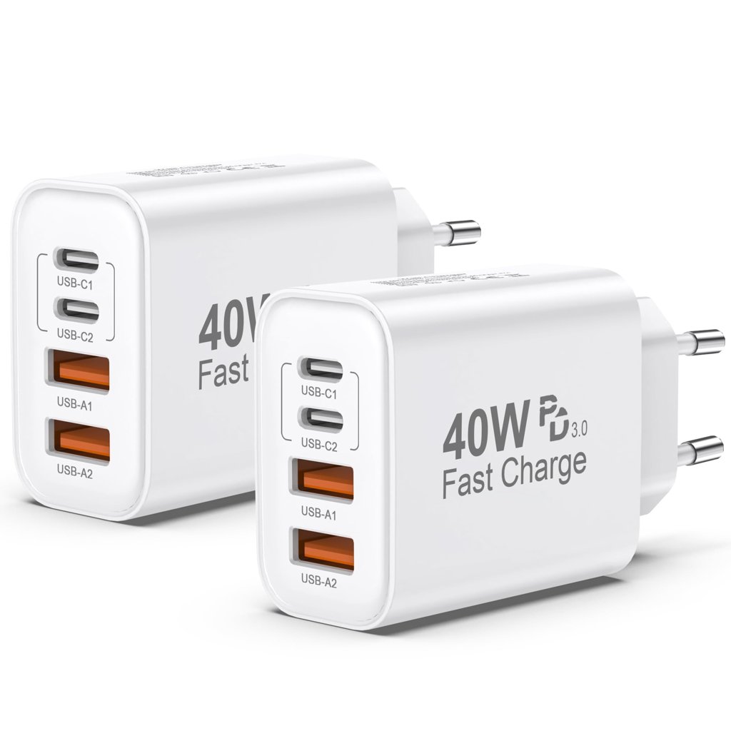 Pack de 2 cargadores USB‑C 40W de carga rápida – potencia y comodidad
