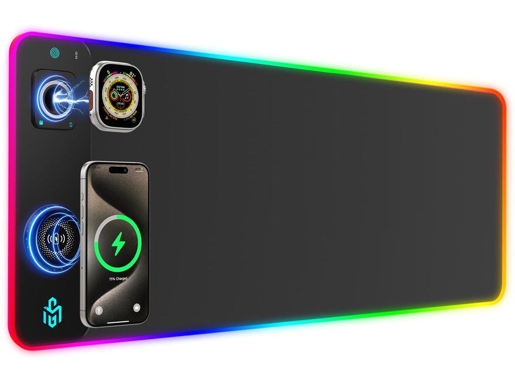 Alfombrilla RGB Gaming con carga inalámbrica
