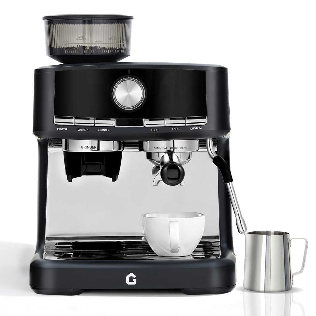 Cafetera espresso Garvee con molinillo y vaporizador: café barista en casa