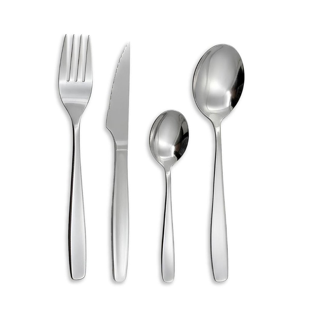 Set de cubertería de 24 piezas en acero inoxidable con chuletero