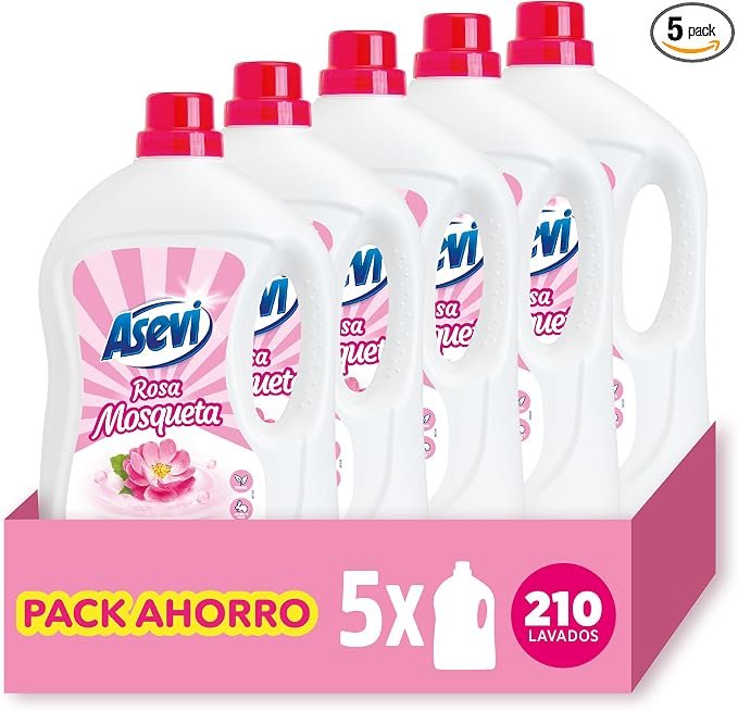 Detergente líquido Rosa Mosqueta Asevi – 5 envases, 210 lavados