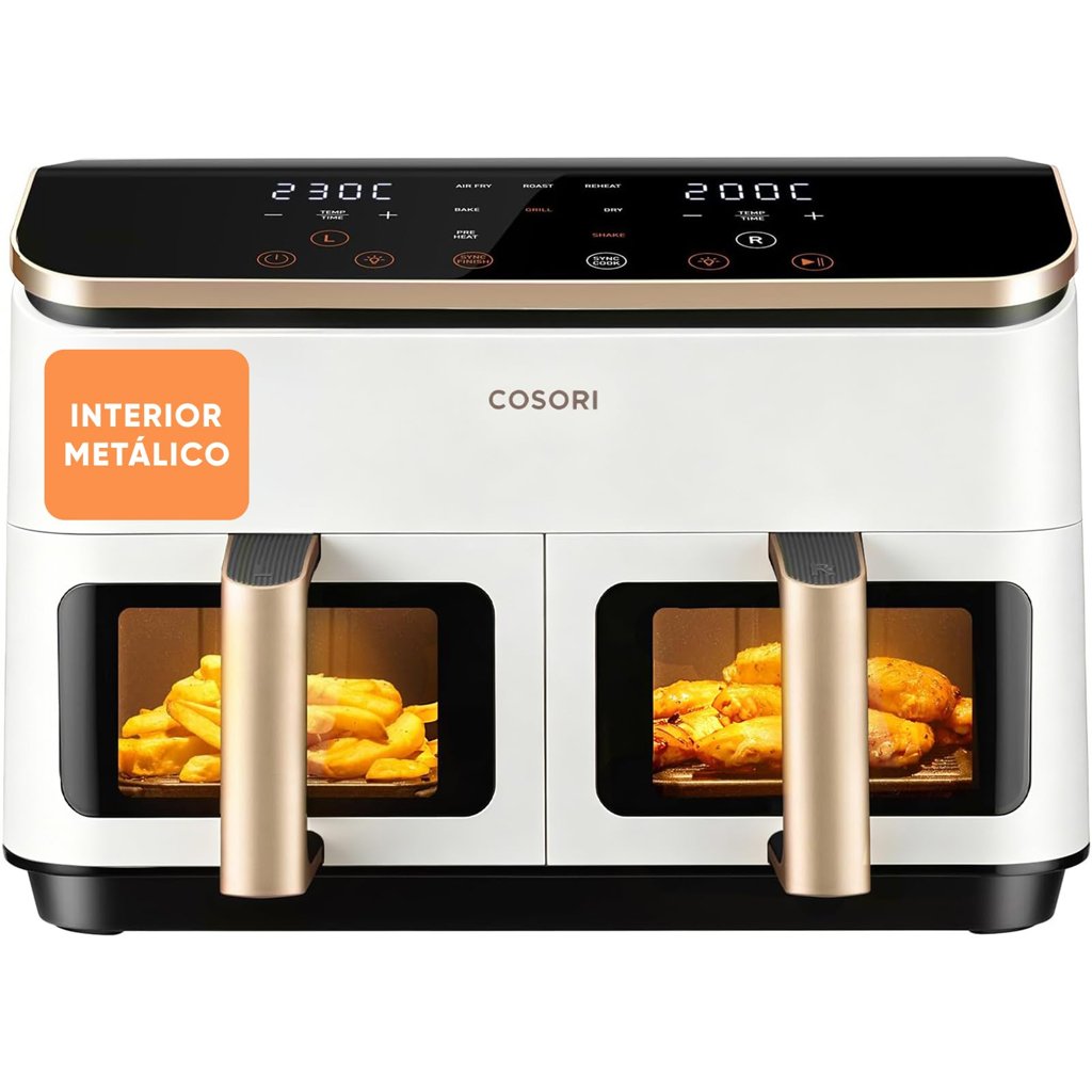 Cosori Freidora de Aire 8,5L, Doble Cesta con Ventana