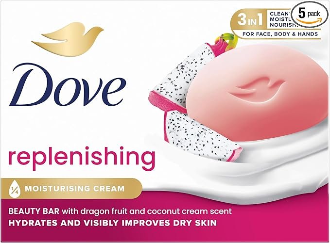 5 x Dove jabón en pastilla Dragon Fruit para cara, cuerpo y manos, 90 g (4€ con más suscripciones activas)