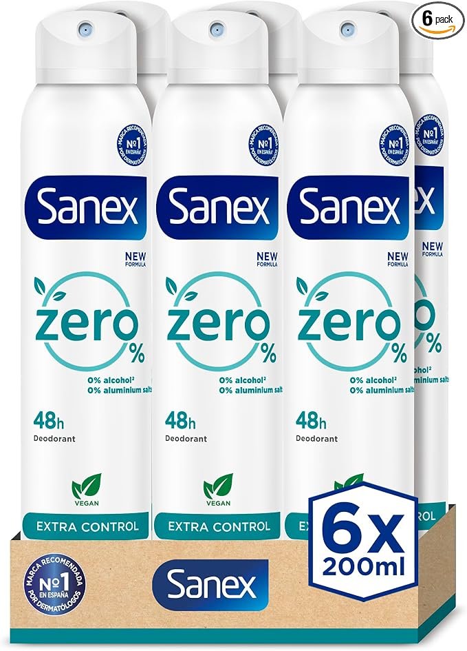 Sanex Zero% Extra Control: 12 sprays de 48h sin aluminio