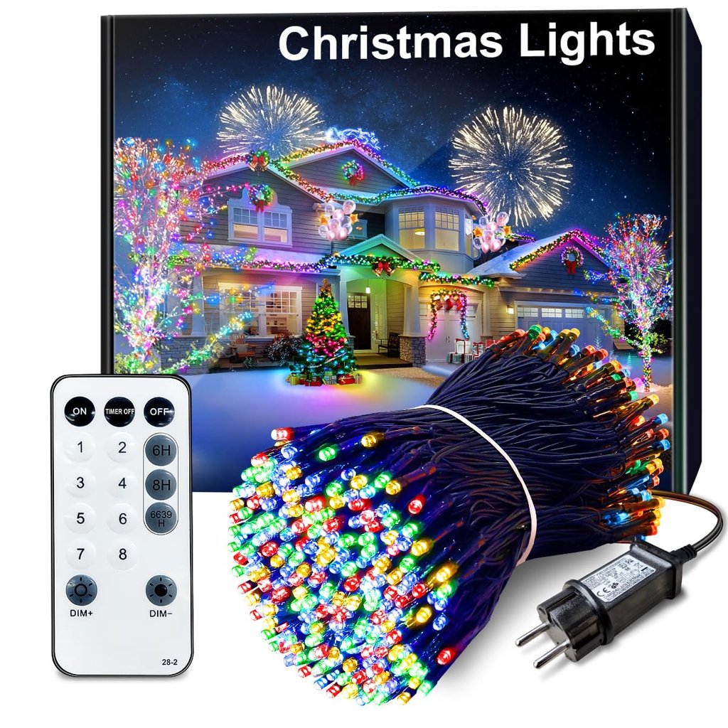 Guirnalda LED 35 m con 1000 luces y 8 modos para Navidad