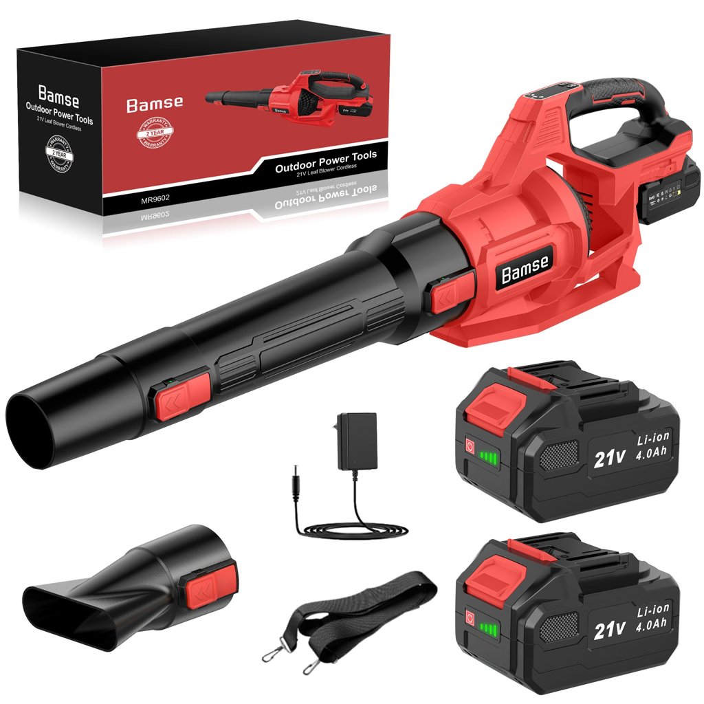 Soplador de hojas inalámbrico 21V con doble batería – potencia y autonomía