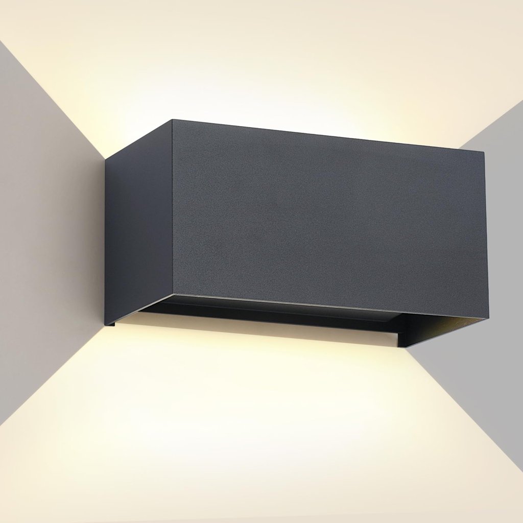 Aplique LED de pared antracita, 25W, IP65, ideal exterior