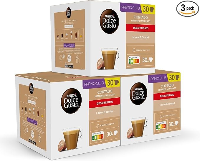 Cortado descafeinado en cápsulas Dolce Gusto: 180 unidades