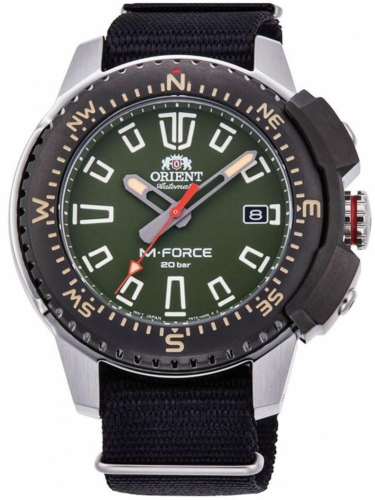 Orient M‑Force Land automático con esfera verde zafiro de 45 mm