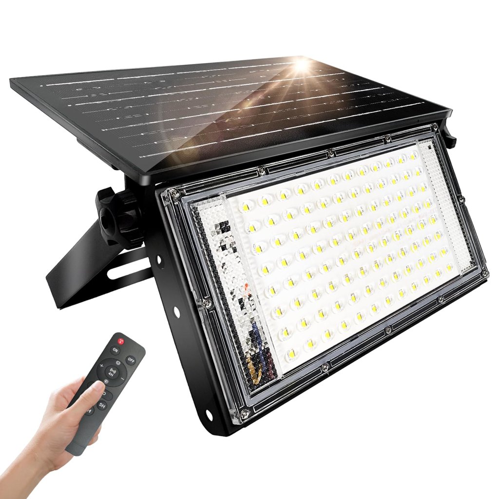 Lámpara solar 100W con mando: ilumina tu jardín sin cables