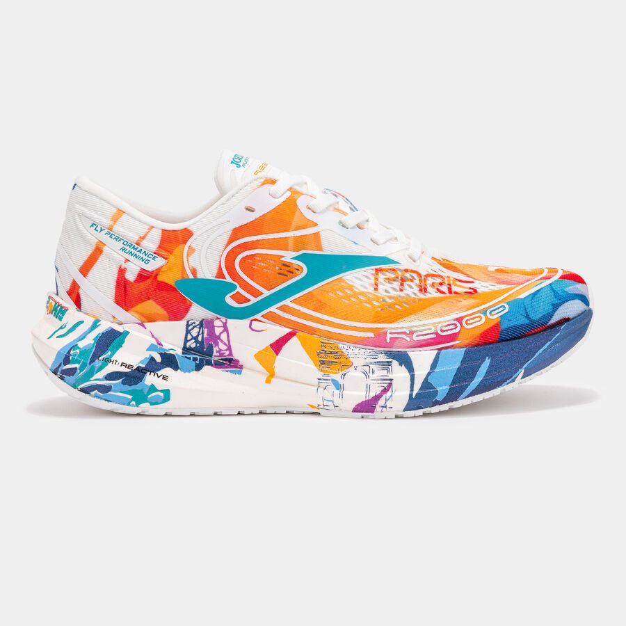 Zapatillas de running R.2000 unisex, blanco y naranja, 20 km