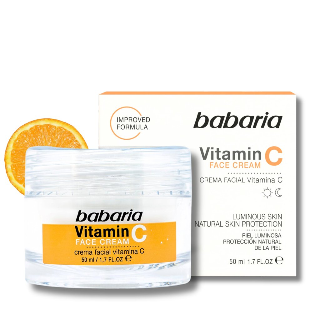 3 X Babaria - Crema Facial Con Vitamina C 50ml, Efecto Iluminador y Antioxidante Con Vitamina E Par Mujer Y Ho
