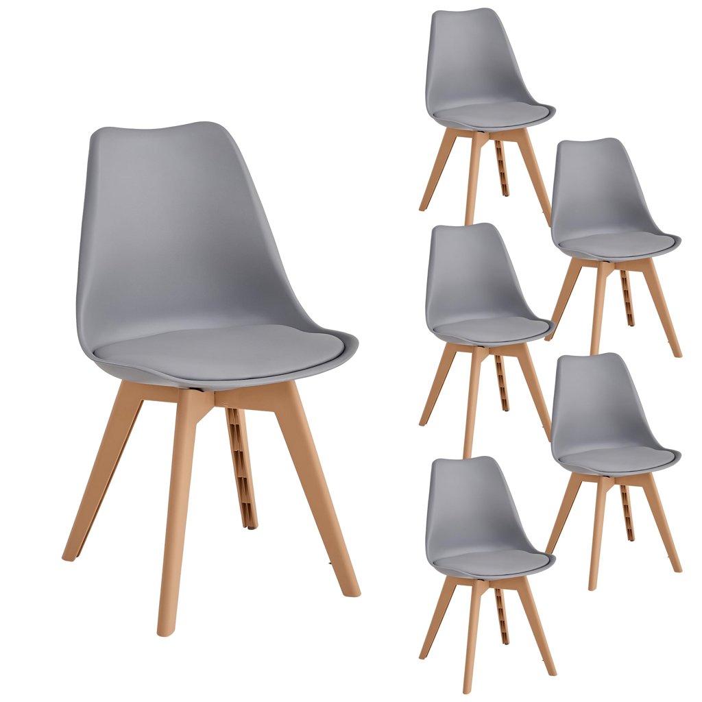 Juego de 6 Sillas de Cocina Estilo Nórdico, gris