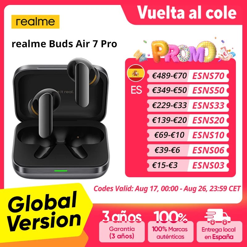 Realme Buds Air 7 Pro: ANC 53dB y 48h de batería