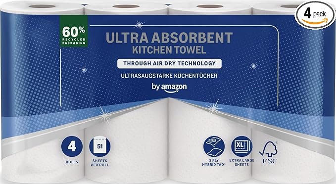 Papel Ultraabsorbente 4 rollos reutilizables: limpieza sin residuos