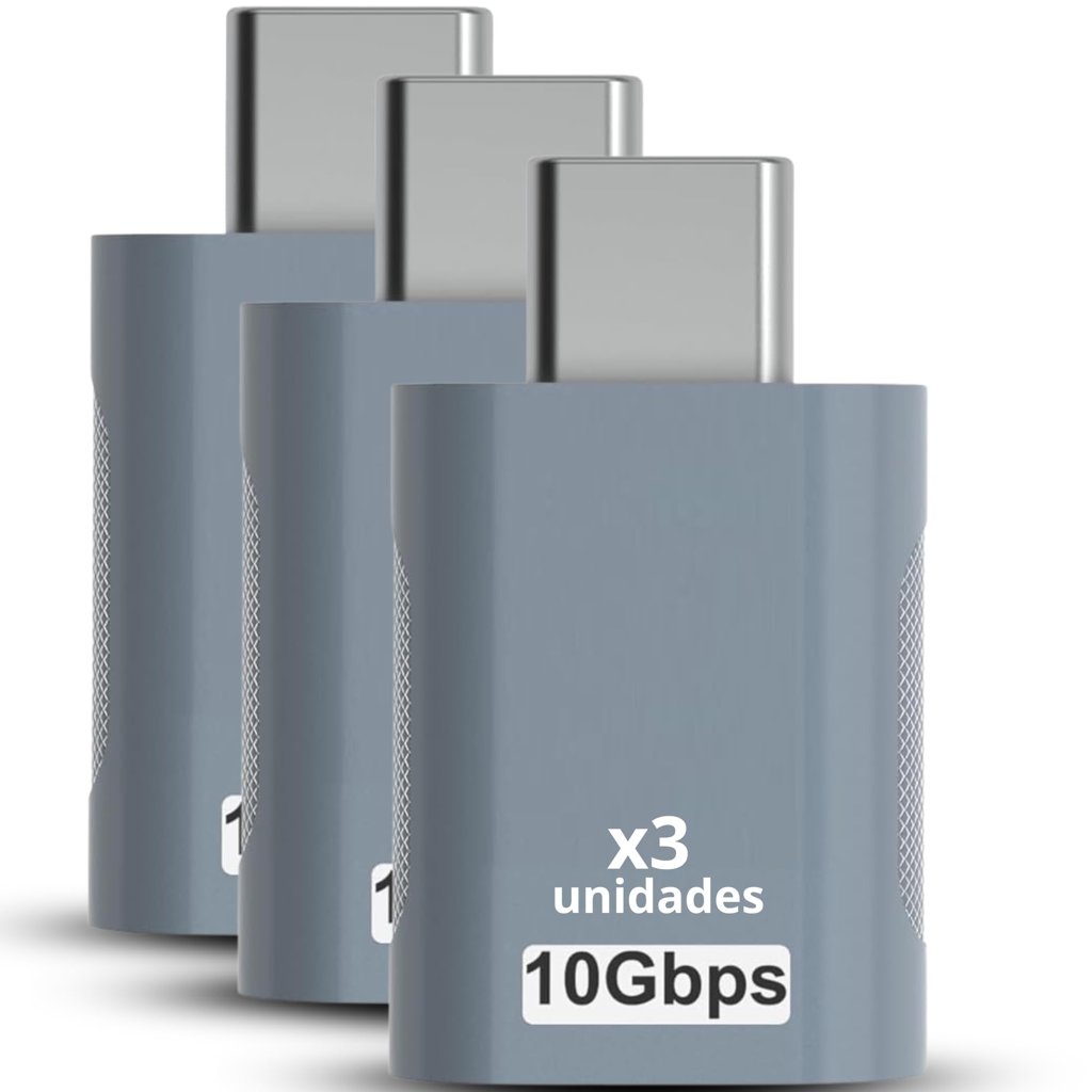 Adaptador USB‑C a USB 3.0 en pack de 3, 10 Gb/s y cuerpo de zinc resistente