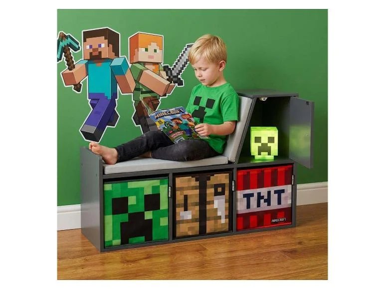 Banco‑estantería Minecraft: el rincón de lectura perfecto