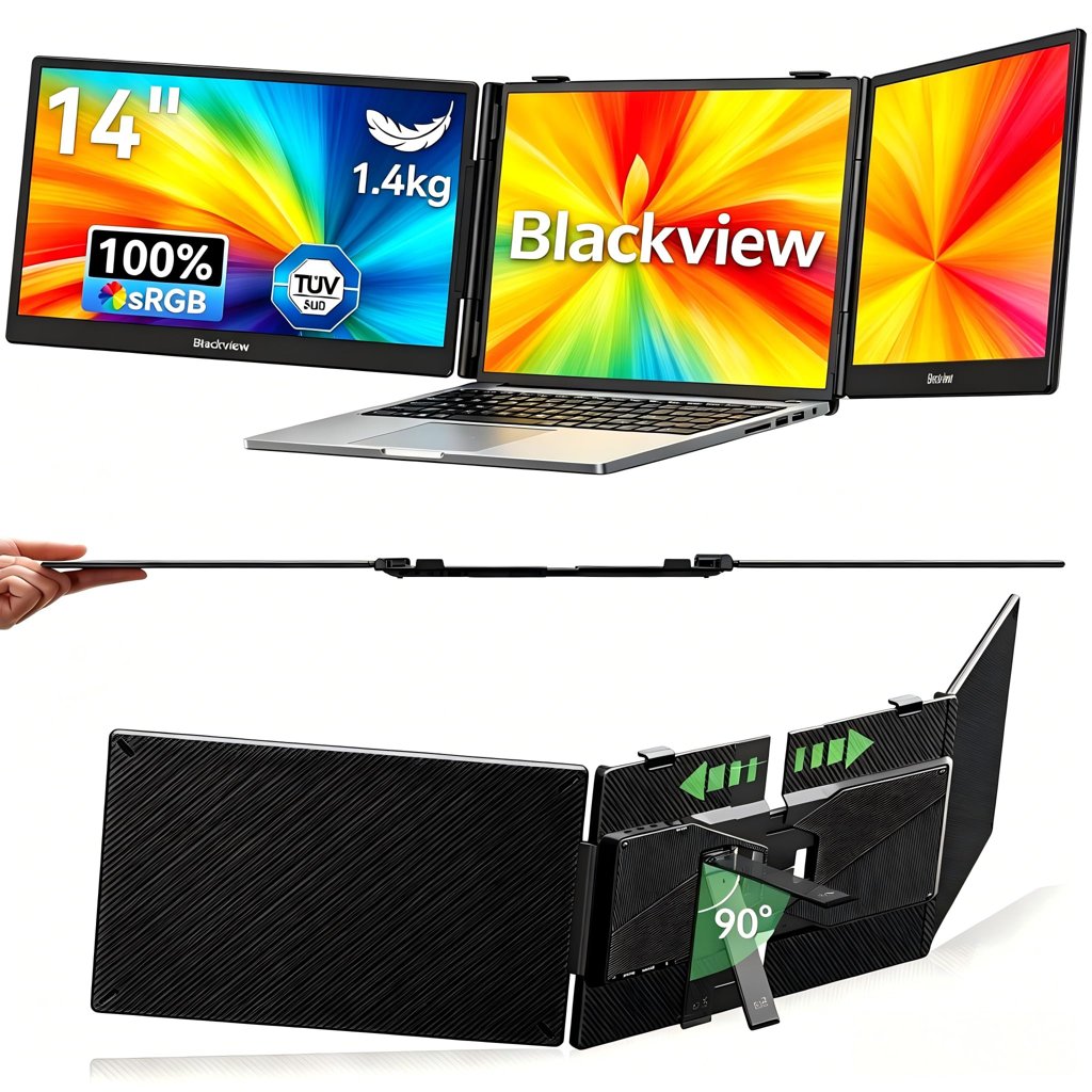 Monitor portátil 14" FHD ultradelgado con soporte – Ideal para trabajar y jugar