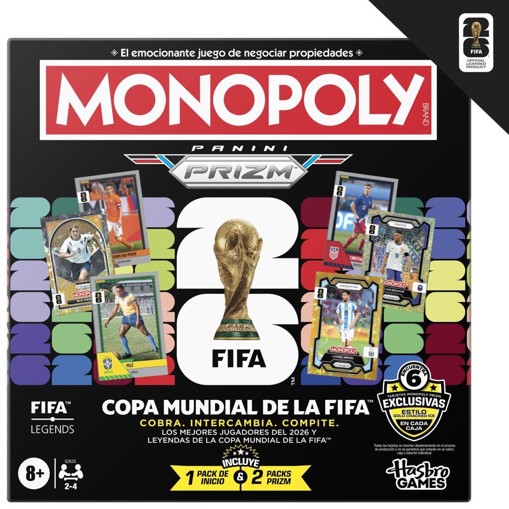 Monopoly FIFA 2026 Panini Prizm: juego de mesa y cartas coleccionables