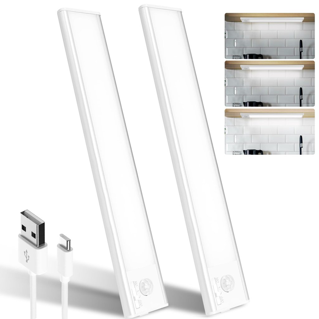 Pack de 2 luces LED con sensor de movimiento y batería recargable