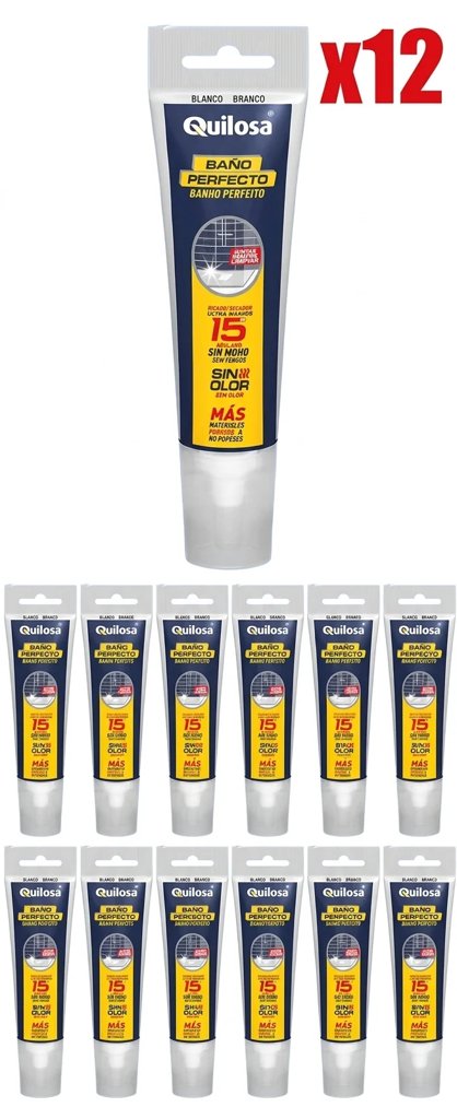 Pack de 12 tubos de silicona neutra para baño – 100 ml